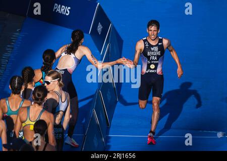 Léo Bergere (FRA) Emma Lombardi (FRA) at the Mixed Relay Triathlon during the 2023 World Triathlon Olympic & Paralympic Games Test Event, on August from 17 to 20, 2023 in Paris, France - Photo Germain Hazard / FFTRI / DPPI Stock Photo