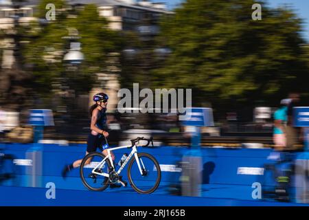 Emma Lombardi (FRA) at the Mixed Relay Triathlon during the 2023 World Triathlon Olympic & Paralympic Games Test Event, on August from 17 to 20, 2023 in Paris, France - Photo Germain Hazard / FFTRI / DPPI Stock Photo