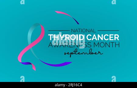 National Thyroid Cancer Awareness Month - Uniting for Hope, Education, and Support. Radiating Awareness vector banner template. Stock Vector