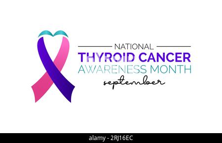 National Thyroid Cancer Awareness Month - Uniting for Hope, Education, and Support. Radiating Awareness vector banner template. Stock Vector