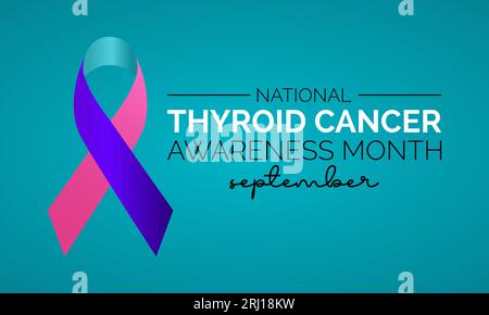 National Thyroid Cancer Awareness Month - Uniting for Hope, Education, and Support. Radiating Awareness vector banner template. Stock Vector
