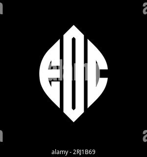 EDC circle letter logo design with circle and ellipse shape. EDC ellipse letters with typographic style. The three initials form a circle logo. EDC Ci Stock Vector