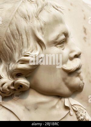 Amsterdam, Netherlands. August 11, 2023.Sculpture in stone of Michiel de Ruyter. High quality photo Stock Photo
