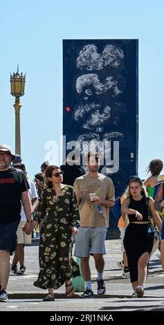 Brighton UK 20th August 2023 - Crowds enjoy the hot sunny weather on Brighton seafront as the South Coast enjoys the first nice weekend for a while  : Credit Simon Dack / Alamy Live News Stock Photo