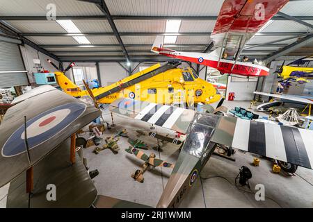 Interior, hanger at RAF Manston museum with a Pathfinder microlight ...