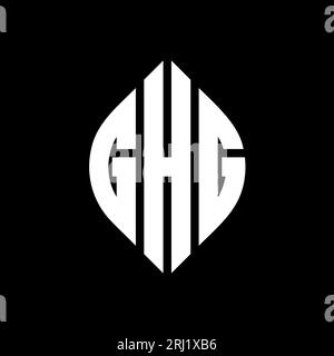 GHG circle letter logo design with circle and ellipse shape. GHG ellipse letters with typographic style. The three initials form a circle logo. GHG Ci Stock Vector