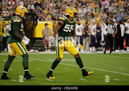 Green Bay Packers linebacker Kingsley Enagbare (55) rushes during an NFL  Preseason game against the New Orleans Saints Friday, Aug. 19, 2022, in Green  Bay, Wis. (AP Photo/Jeffrey Phelps Stock Photo - Alamy