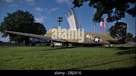 Airplane of the Berlin airlift at the airlift monument in Frankfurt am Main Stock Photo