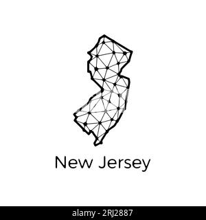 New Jersey state map polygonal illustration made of lines and dots, isolated on white background. US state low poly design Stock Vector