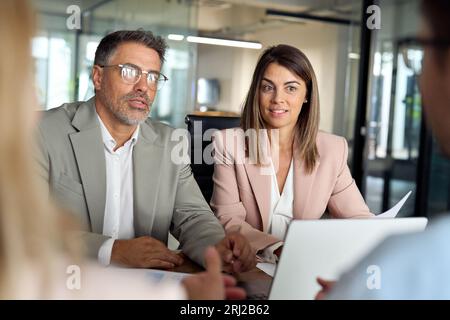 International professional executives group working at team meeting in office. Stock Photo