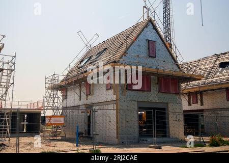 Concrete shell of homes being built in the Zuidplaspolder near Zevenhuizen in the netherlands Stock Photo