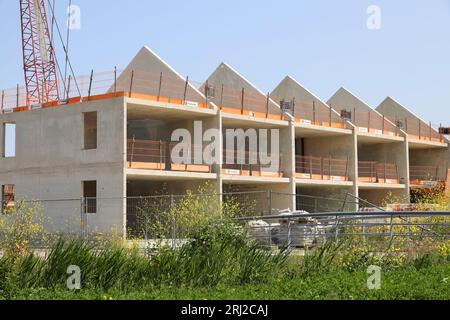 Concrete shell of homes being built in the Zuidplaspolder near Zevenhuizen in the netherlands Stock Photo