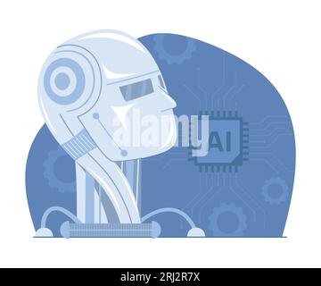 Robotic Head for Artificial Intelligence Technology Concept Illustration Stock Vector