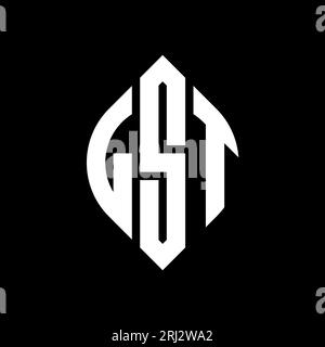 LST circle letter logo design with circle and ellipse shape. LST ellipse letters with typographic style. The three initials form a circle logo. LST Ci Stock Vector