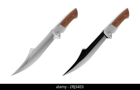 knife icons set - vector realistic different kitchen knives closeup isolated on transparent background. Knife png. Kitchen appliances png. Stock Vector