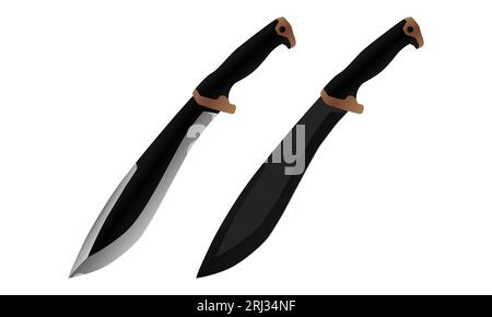 knife icon set - vector realistic different kitchen knives closeup isolated on transparent background. Knife png. Kitchen appliances png. Stock Vector