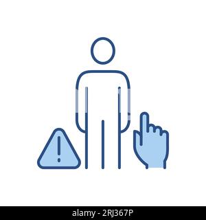 Do not touch people related vector icon. Man hand and exclamation mark in a triangle. Isolated on white background. Editable vector illustration Stock Vector