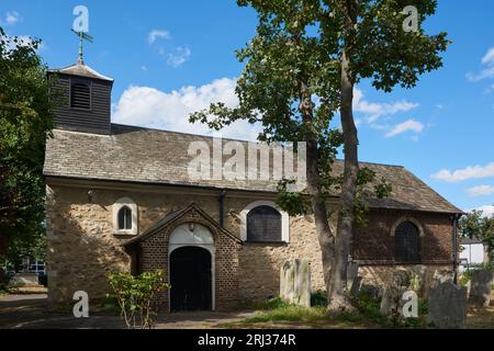 The 12th century Grade I listed St Mary the Virgin church at Little Ilford, East London UK, viewed from the south Stock Photo