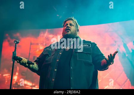 Milwaukee, USA. 18th Aug, 2023. Jelly Roll (Jason Bradley DeFord) during the Backroad Baptism Tour at American Family Insurance Amphitheater on August 18, 2023, in Milwaukee, Wisconsin (Photo by Daniel DeSlover/Sipa USA) Credit: Sipa USA/Alamy Live News Stock Photo