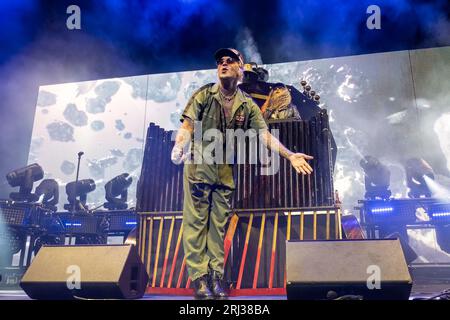 Milwaukee, USA. 18th Aug, 2023. Yelawolf (Michael Wayne Atha) during the Backroad Baptism Tour at American Family Insurance Amphitheater on August 18, 2023, in Milwaukee, Wisconsin (Photo by Daniel DeSlover/Sipa USA) Credit: Sipa USA/Alamy Live News Stock Photo