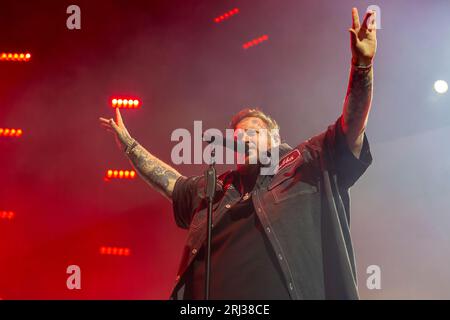 Milwaukee, USA. 18th Aug, 2023. Jelly Roll (Jason Bradley DeFord) during the Backroad Baptism Tour at American Family Insurance Amphitheater on August 18, 2023, in Milwaukee, Wisconsin (Photo by Daniel DeSlover/Sipa USA) Credit: Sipa USA/Alamy Live News Stock Photo