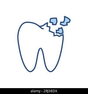 Tooth Crash Related Vector Icon. Tooth Crash Sign. Isolated on White ...