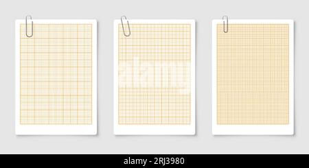 Sheet of graph paper with grid. Millimeter paper texture, geometric pattern. Orange lined blank for drawing, studying, technical engineering or scale Stock Vector