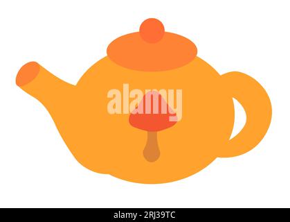 Orange teapot. Vector flat illustration of cute fall item. Autumn decor concept. Stock Vector