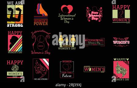 Women's Day T Shirt Design Bundle Stock Vector