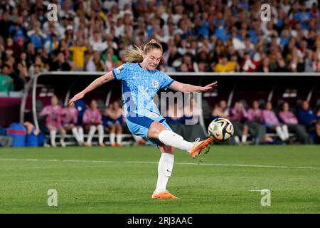 Sydney, Australia, 20 August, 2023. Keira Walsh of England clears the ball during the Women's World Cup Final football match between the Spian and England at Stadium Australia on August 20, 2023 in Sydney, Australia. Credit: Damian Briggs/Speed Media/Alamy Live News Stock Photo