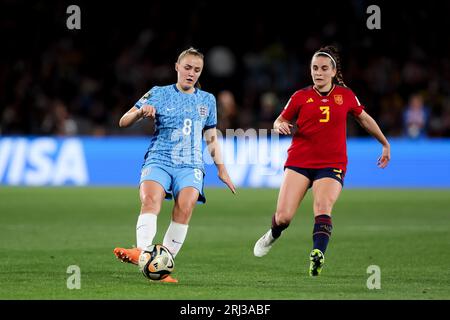 Sydney, Australia, 20 August, 2023. Georgia Stanway of England passes the ball during the Women's World Cup Final football match between the Spian and England at Stadium Australia on August 20, 2023 in Sydney, Australia. Credit: Damian Briggs/Speed Media/Alamy Live News Stock Photo