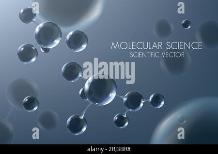 3d molecules. Abstract scientific background with molecular structure. Atoms. Stock Vector