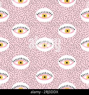 Seamless abstract pattern with eyes. Vector background. Stock Vector