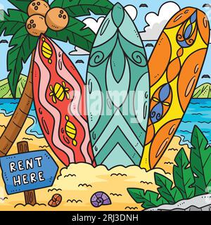 Summer Surf Boards Cartoon Colored Clipart Stock Vector Image & Art - Alamy