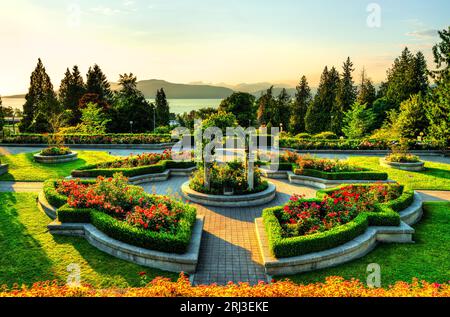Rose garden on campus of University of British Columbia in Vancouver in Canada Stock Photo
