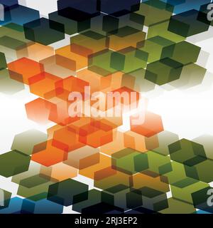 Abstract Colorful 3D Background Template Design with Transparent Hexagons - Illustration in Editable EPS10 Vector Format Stock Vector