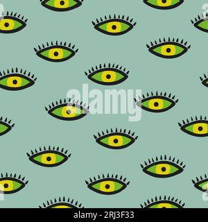 Seamless abstract eyes pattern. Vector psychedelic background. Stock Vector