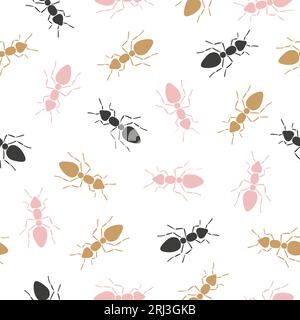 Seamless ants pattern. Vector background. Stock Vector