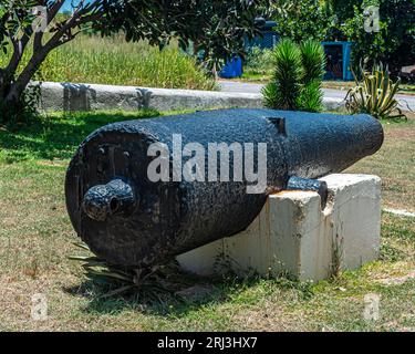 Cuba Havana.Cannon.Fortifications of old Havana. The attractive geographical location of Cuba. Stock Photo