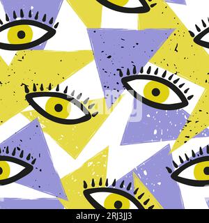 Seamless abstract pattern with eyes. Vector background. Stock Vector