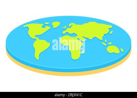 Flat earth concept illustration in simple cartoon style. Ancient cosmology model and modern pseudoscientific conspiracy theory. Isolated vector clip a Stock Vector