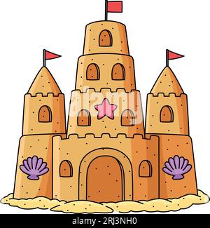 Summer Sandcastle Colored Cartoon Illustration Stock Vector Image & Art ...