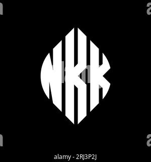NKK circle letter logo design with circle and ellipse shape. NKK ellipse letters with typographic style. The three initials form a circle logo. NKK Ci Stock Vector