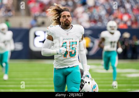 Miami Dolphins linebacker Duke Riley (45) during the first half an NFL  football game against the New England Patriots, Sunday, Sept. 12, 2021, in  Foxborough, Mass. (AP Photo/Stew Milne Stock Photo - Alamy