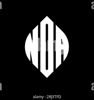 NDA circle letter logo design with circle and ellipse shape. NDA ellipse letters with typographic style. The three initials form a circle logo. NDA Ci Stock Vector