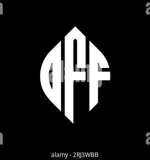 OFF circle letter logo design with circle and ellipse shape. OFF ellipse letters with typographic style. The three initials form a circle logo. OFF Ci Stock Vector