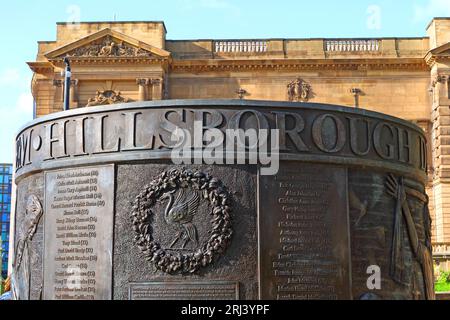 Hillsborough Memorial Monument, to the 96, Tom Murphy, St John's Gardens, Old Haymarket, Liverpool , Merseyside, England, UK, L1 6ER Stock Photo