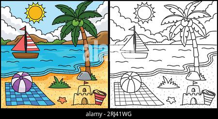 Summer Sandcastle Colored Cartoon Illustration Stock Vector Image & Art ...