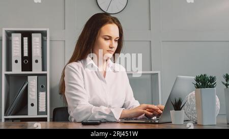 Office work remote job concentrated business woman Stock Photo
