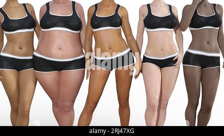 Skin Care Beauty Diversity with Different Body Types Stock Photo